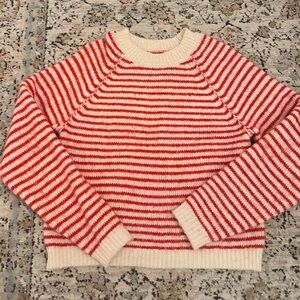 American Eagle Red and Cream Striped Sweater | XS